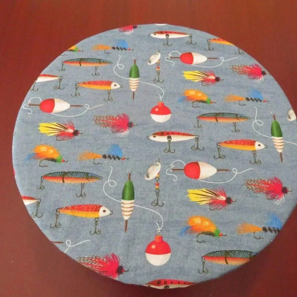 Cotton Bowl Cover Fishing Lure Reversible Patriotic Stars Mixer Bowl Cover - Picture 4 of 7